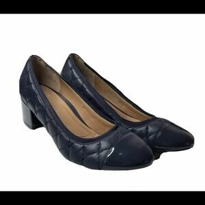 Vionic Ruby Olympia Quilted Block Pump Leather Heel Size 7.5 Elegant Officewear
